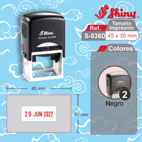 Sello fechador datos empresa  automático medida 45 mm x 30 mm  fechador