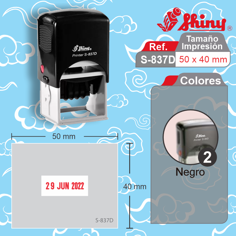 Sello fechador datos empresa  automático medida 50 mm x 40 mm  fechador